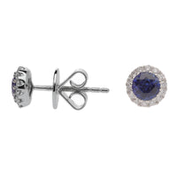 Sapphire and Diamond 18ct White Gold Stud Earrings - Michael Jones Jeweller
