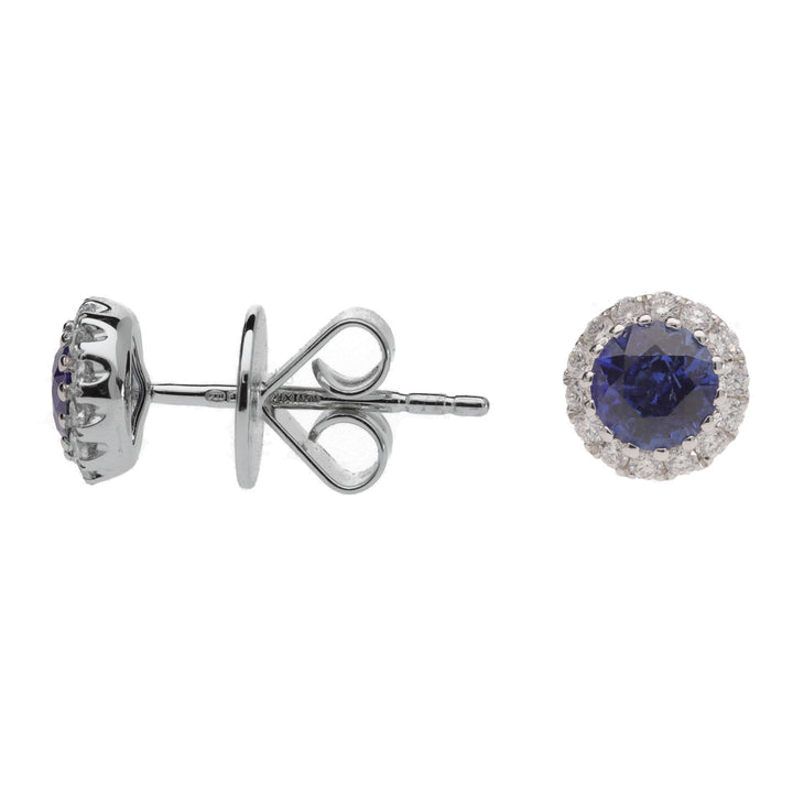 Sapphire and Diamond 18ct White Gold Stud Earrings - Michael Jones Jeweller