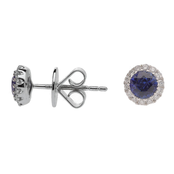 Sapphire and Diamond 18ct White Gold Stud Earrings