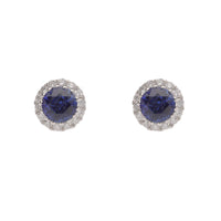 Sapphire and Diamond 18ct White Gold Stud Earrings - Michael Jones Jeweller