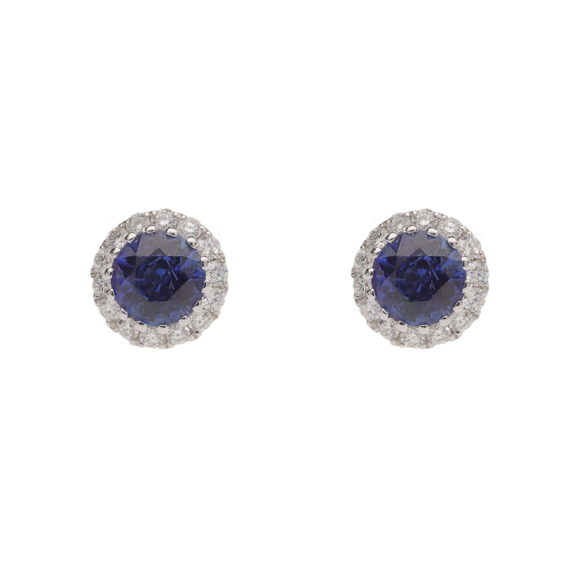 Sapphire and Diamond 18ct White Gold Stud Earrings - Michael Jones Jeweller