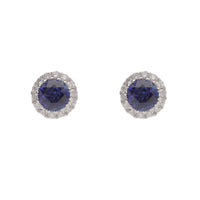 Sapphire and Diamond 18ct White Gold Stud Earrings - Michael Jones Jeweller