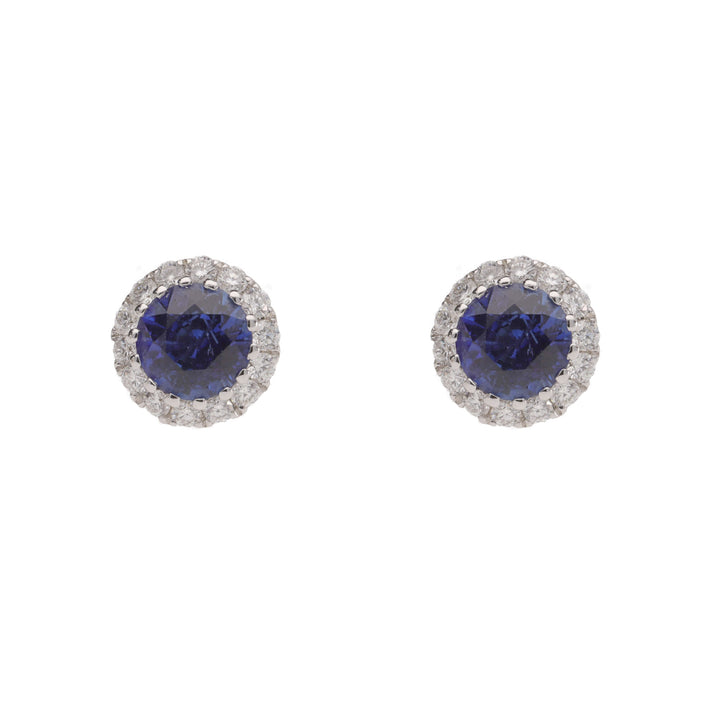 Sapphire and Diamond 18ct White Gold Stud Earrings - Michael Jones Jeweller