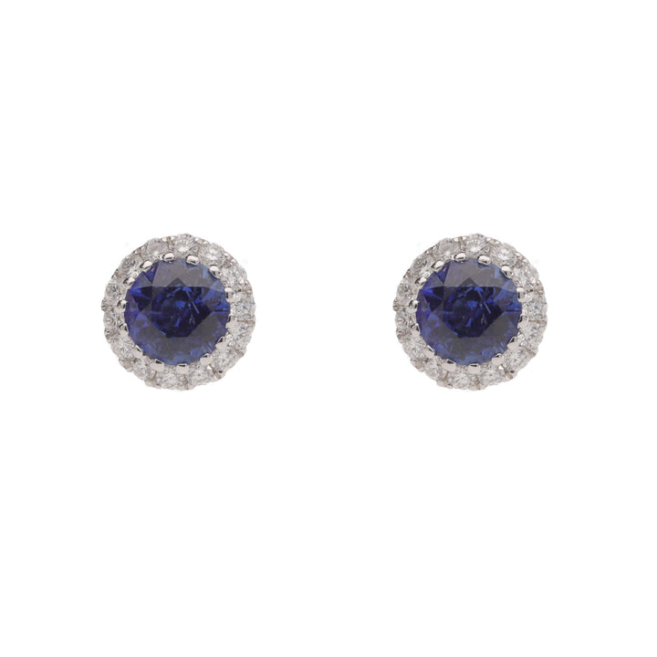 Sapphire and Diamond 18ct White Gold Stud Earrings