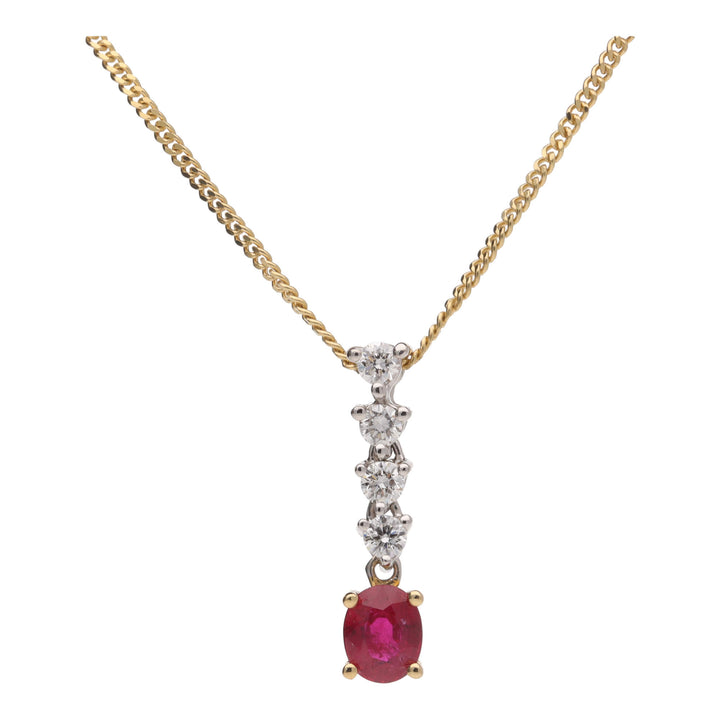 Ruby and Diamond 18ct Yellow and White Gold Long Drop Necklace