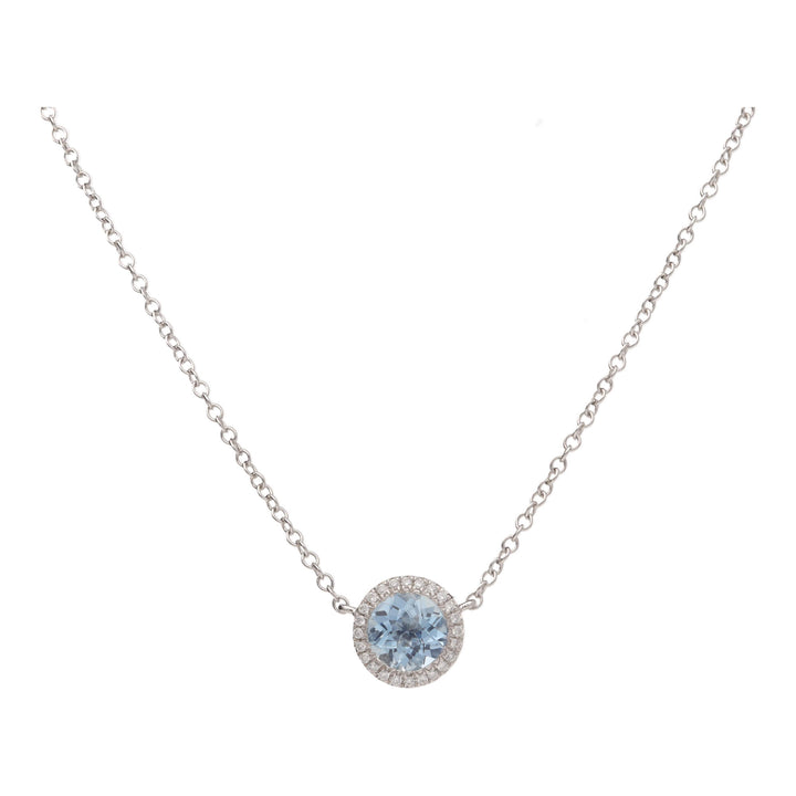 Aquamarine and Diamond 18ct White Gold Cluster Necklace