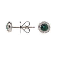 Emerald and Diamond 18ct White Gold Cluster Stud Earrings - Michael Jones Jeweller