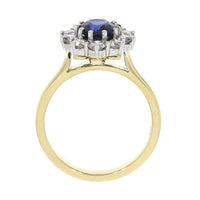 Sapphire and Diamond 18ct Yellow Gold Cluster Ring - Michael Jones Jeweller