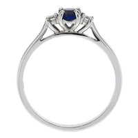 Sapphire and Diamond Platinum Three Stone Ring - Michael Jones Jeweller