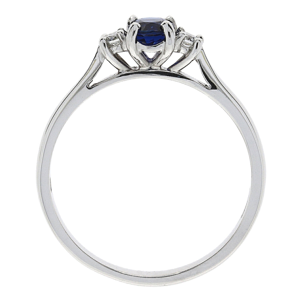 Sapphire and Diamond Platinum Three Stone Ring - Michael Jones Jeweller