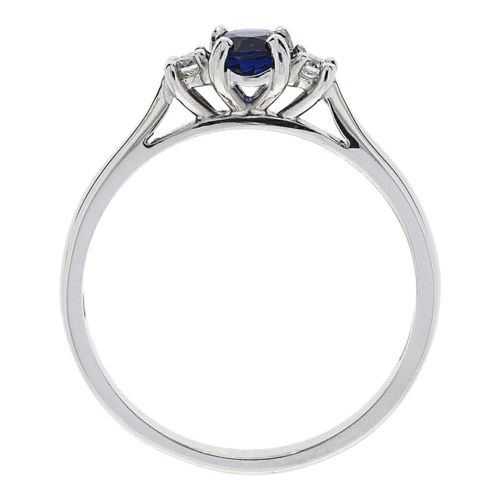Sapphire and Diamond Platinum Three Stone Ring