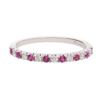 Ruby and Diamond 18ct White Gold Half Eternity Ring - Michael Jones Jeweller