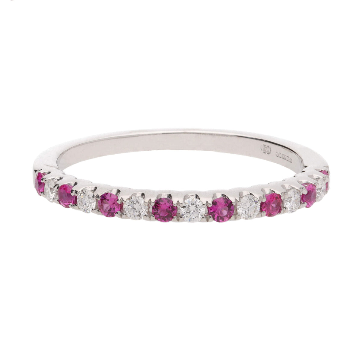 Ruby and Diamond 18ct White Gold Half Eternity Ring - Michael Jones Jeweller