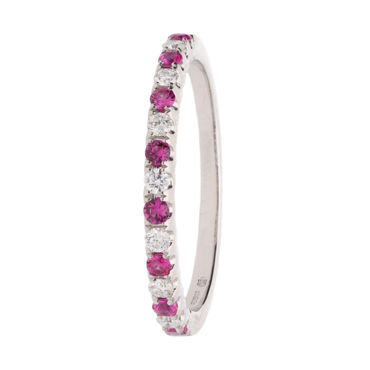 Ruby and Diamond 18ct White Gold Half Eternity Ring