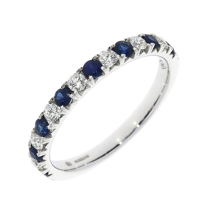 Sapphire and Diamond Platinum Half Eternity Ring - Michael Jones Jeweller
