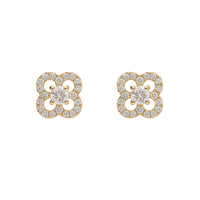 Diamond Petal 18ct Yellow Gold Stud Earrings - Michael Jones Jeweller