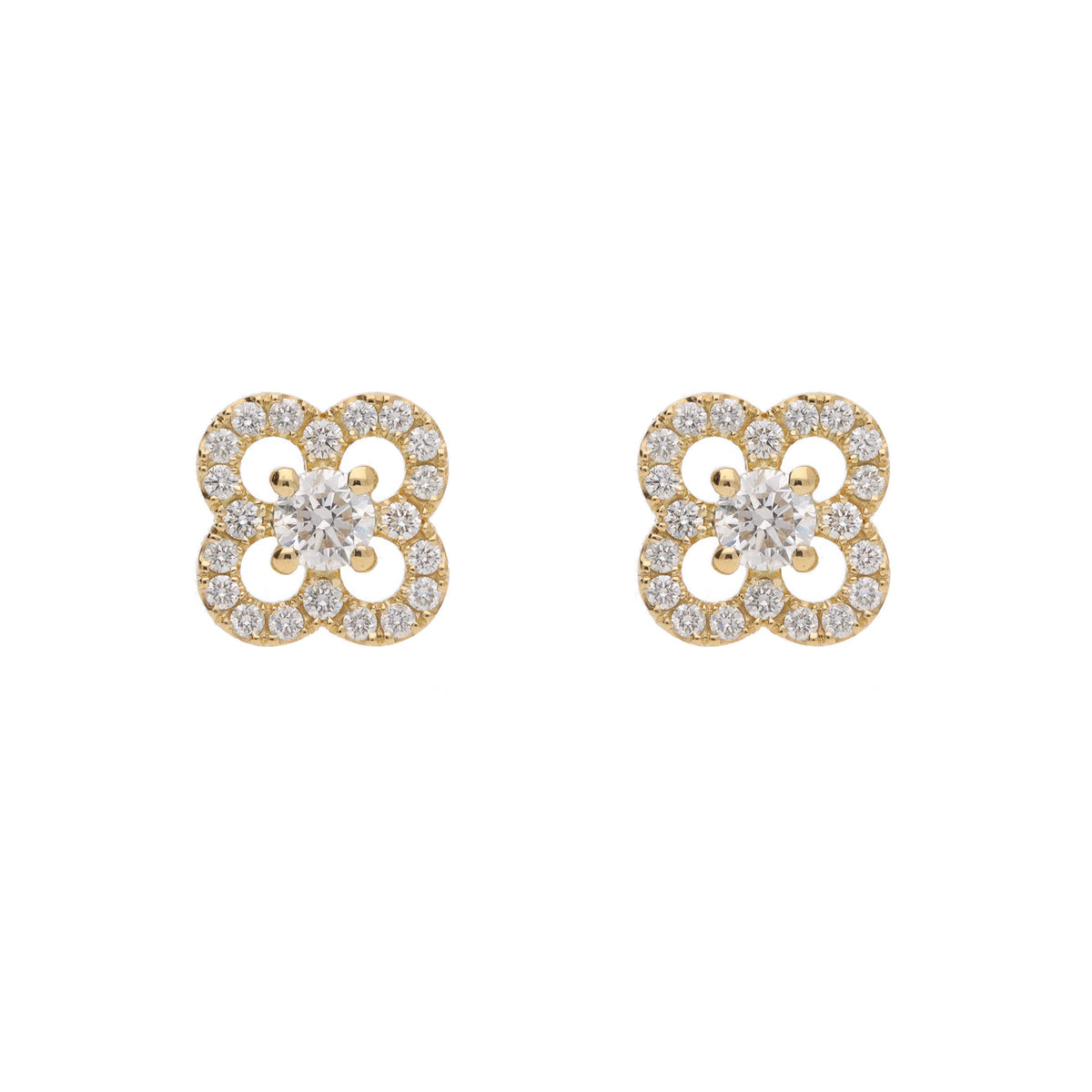 Diamond Petal 18ct Yellow Gold Stud Earrings - Michael Jones Jeweller