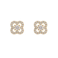 Diamond Petal 18ct Yellow Gold Stud Earrings