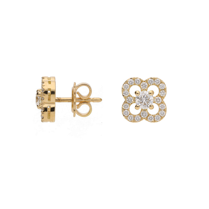 Diamond Petal 18ct Yellow Gold Stud Earrings