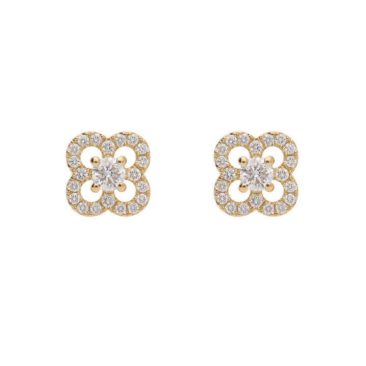 Diamond Petal 18ct Yellow Gold Stud Earrings