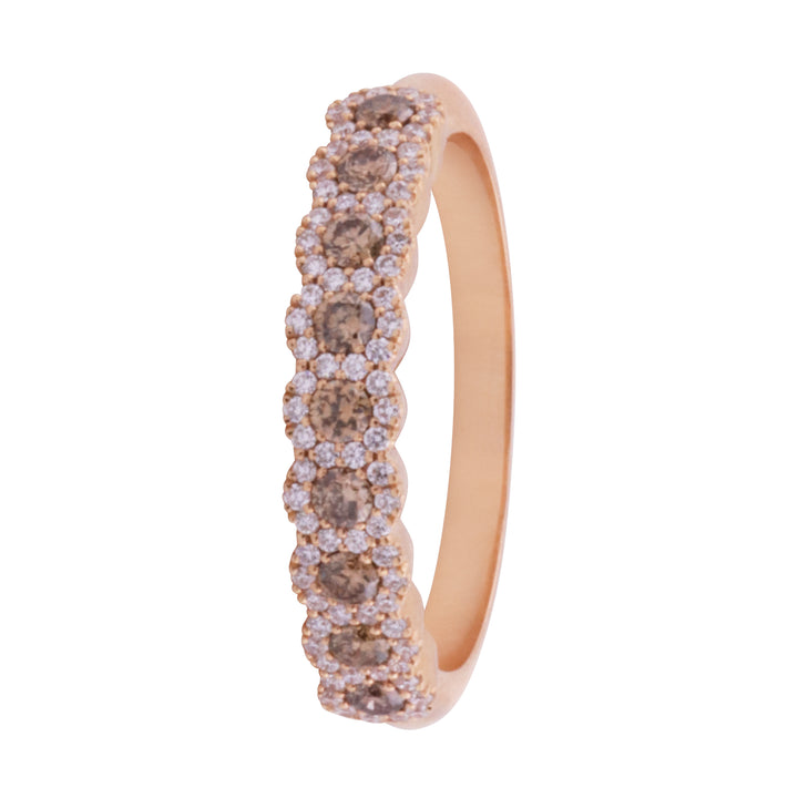 Brown and White Diamond 0.45ct 18ct Rose Gold Clustered Eternity Ring