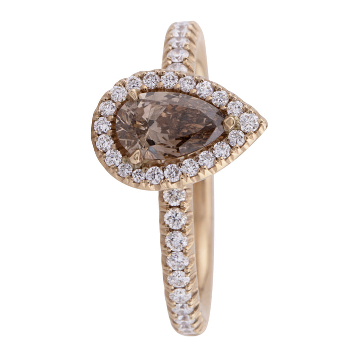 Brown Pear Cut Diamond  0.97ct 18ct Rose Gold Cluster Ring