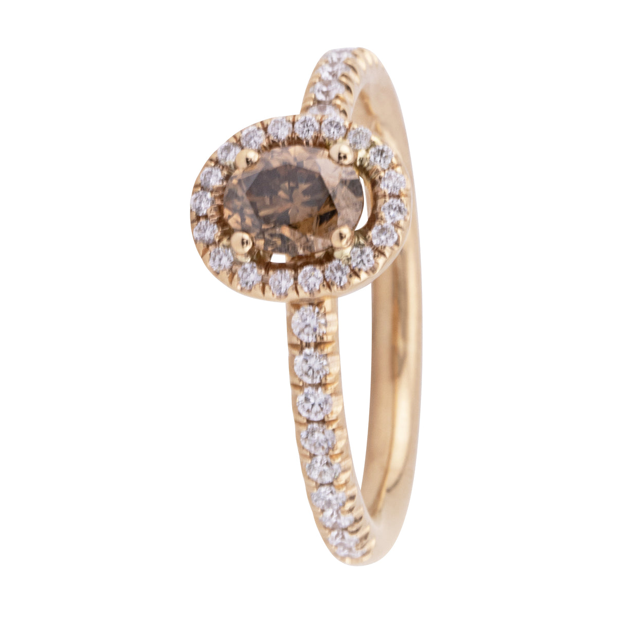 Brown Oval Cut Diamond  0.82ct 18ct Rose Gold Cluster Ring