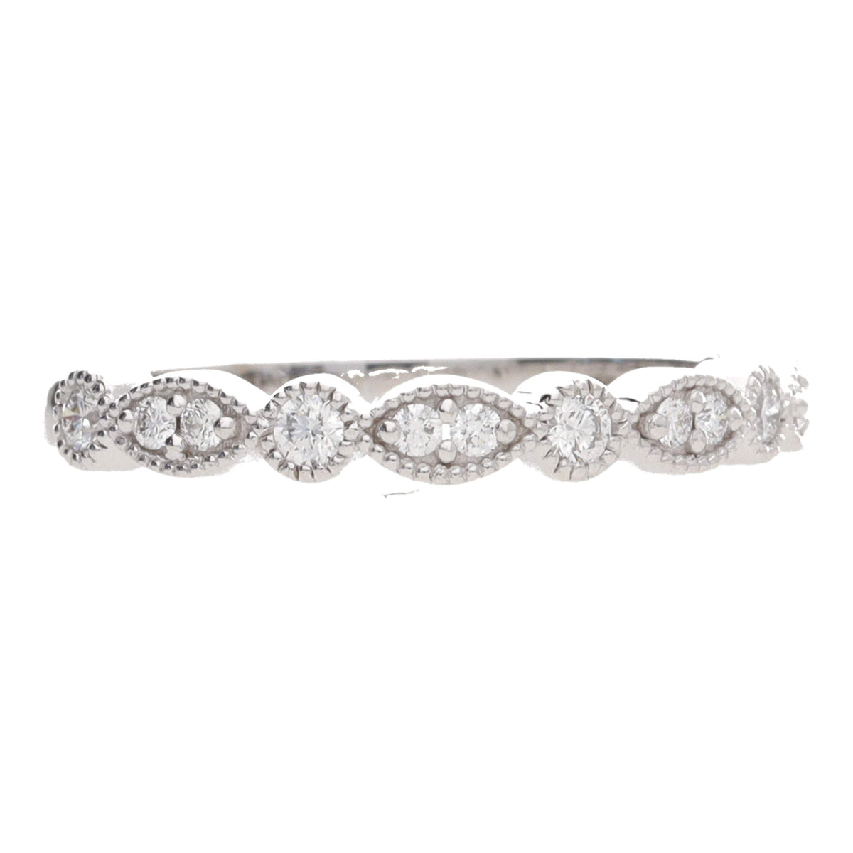 Diamond 0.21ct Round and Marquise 18ct White Gold Half Eternity Ring - Michael Jones Jeweller