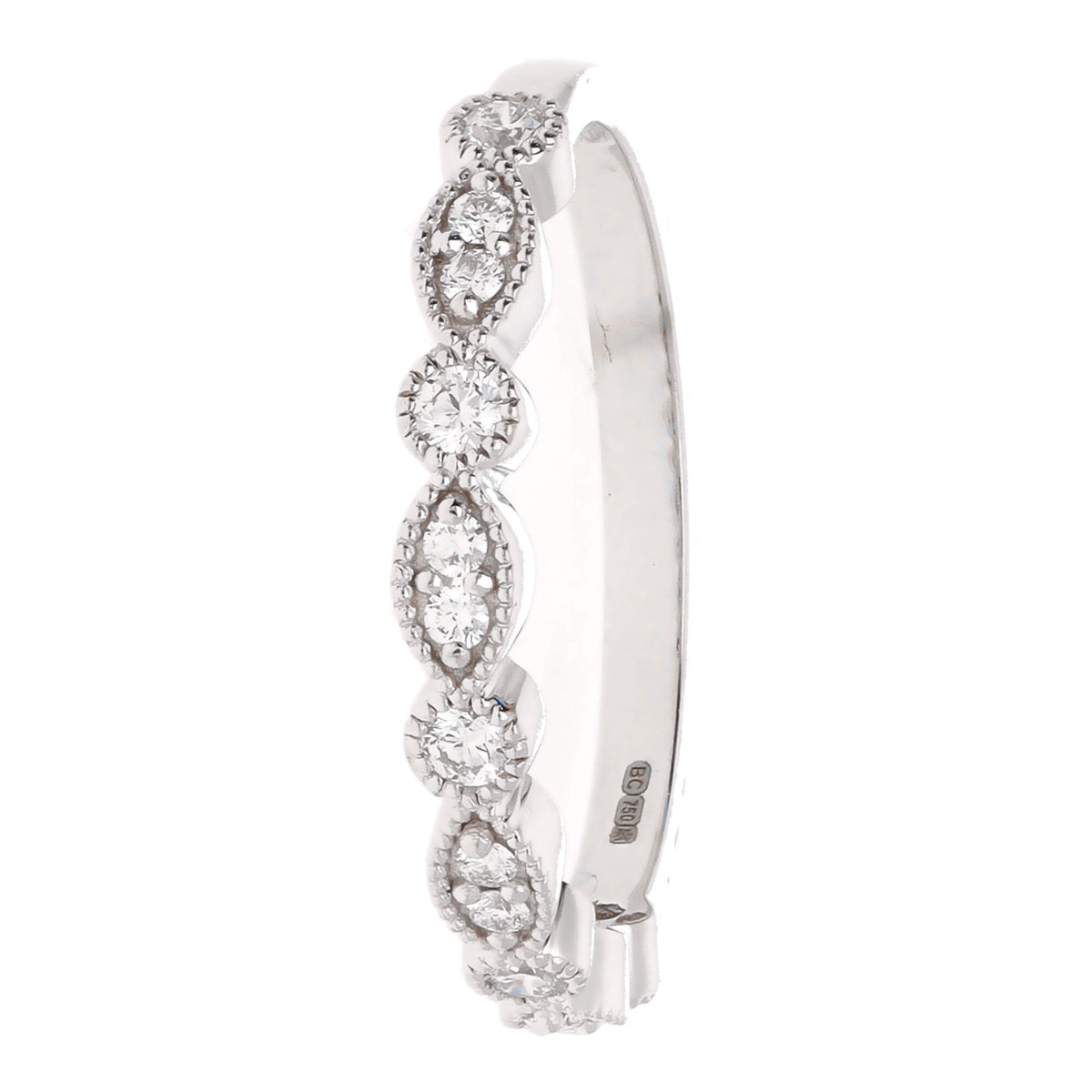 Diamond 0.21ct Round and Marquise 18ct White Gold Half Eternity Ring - Michael Jones Jeweller