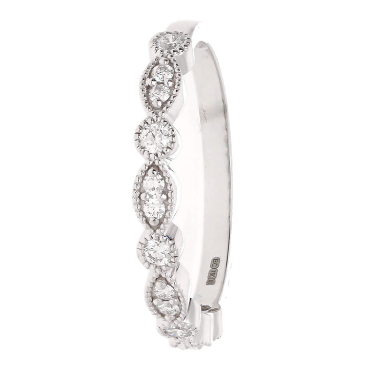 Diamond 0.21ct Round and Marquise 18ct White Gold Half Eternity Ring