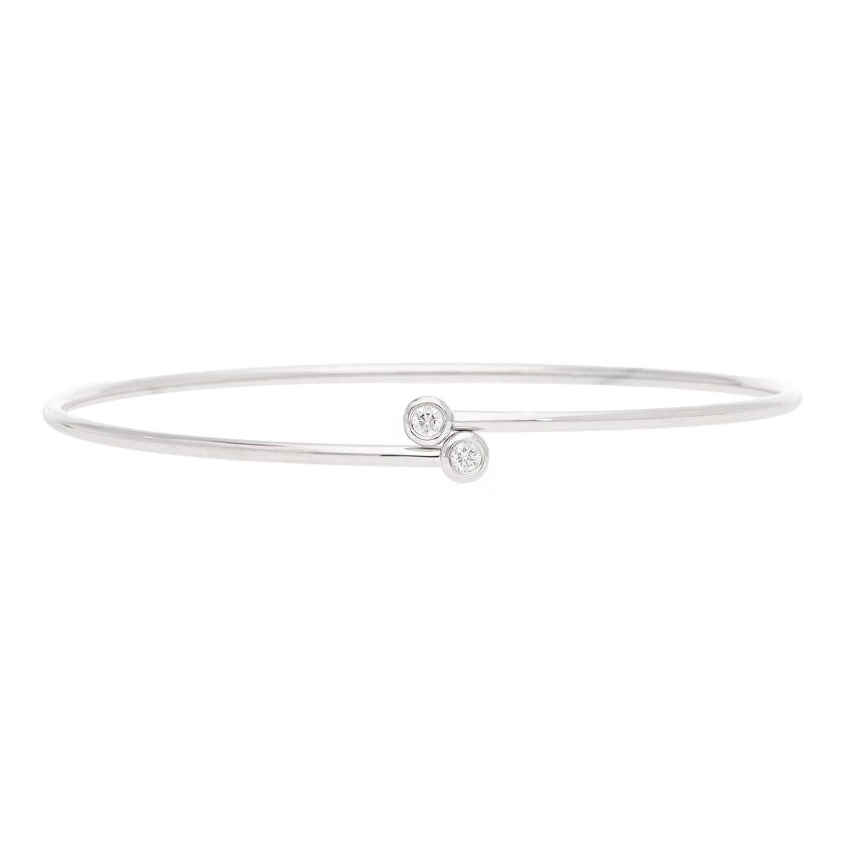Diamond 0.11ct 18ct White Gold Crossover Bangle - Michael Jones Jeweller