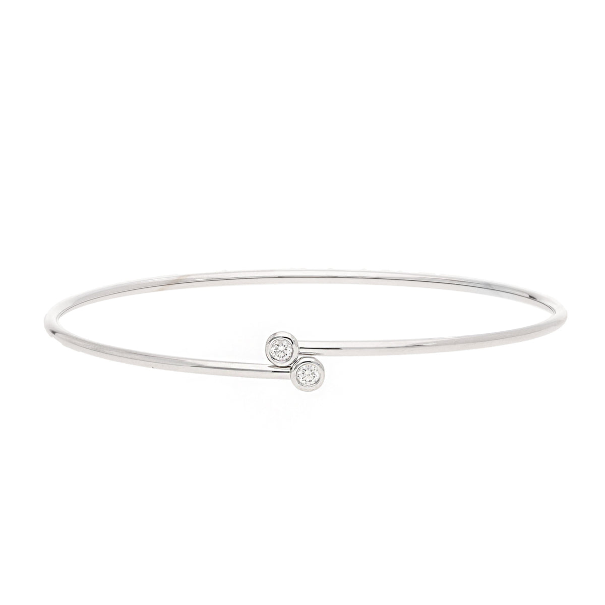 Diamond 0.11ct 18ct White Gold Crossover Bangle - Michael Jones Jeweller