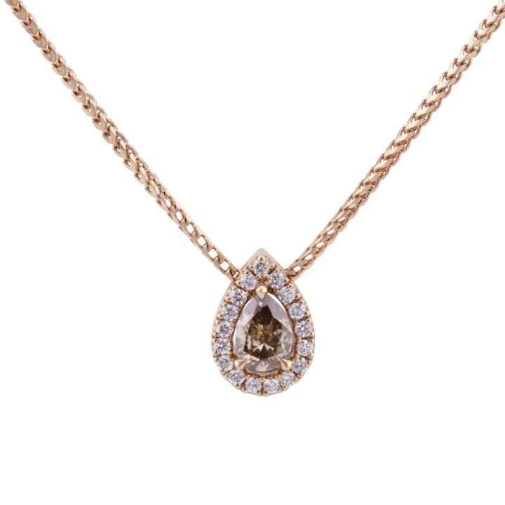 Brown Pear Cut Diamond 0.48ct 18ct Rose Gold Cluster Necklace