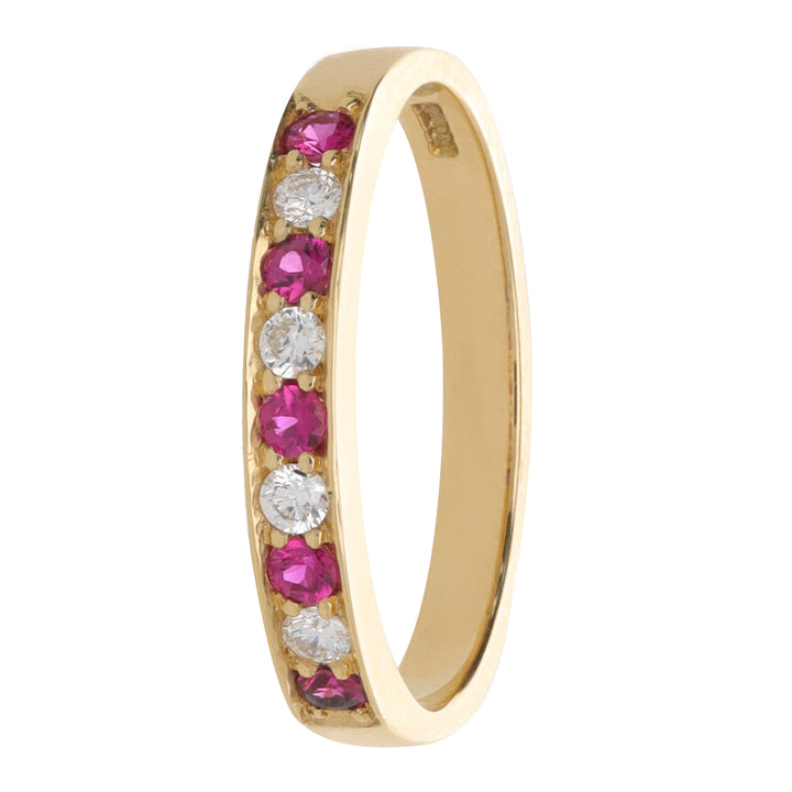 Ruby and Diamond 18ct Yellow Gold Half Eternity Ring - Michael Jones Jeweller