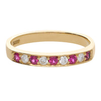 Ruby and Diamond 18ct Yellow Gold Half Eternity Ring - Michael Jones Jeweller