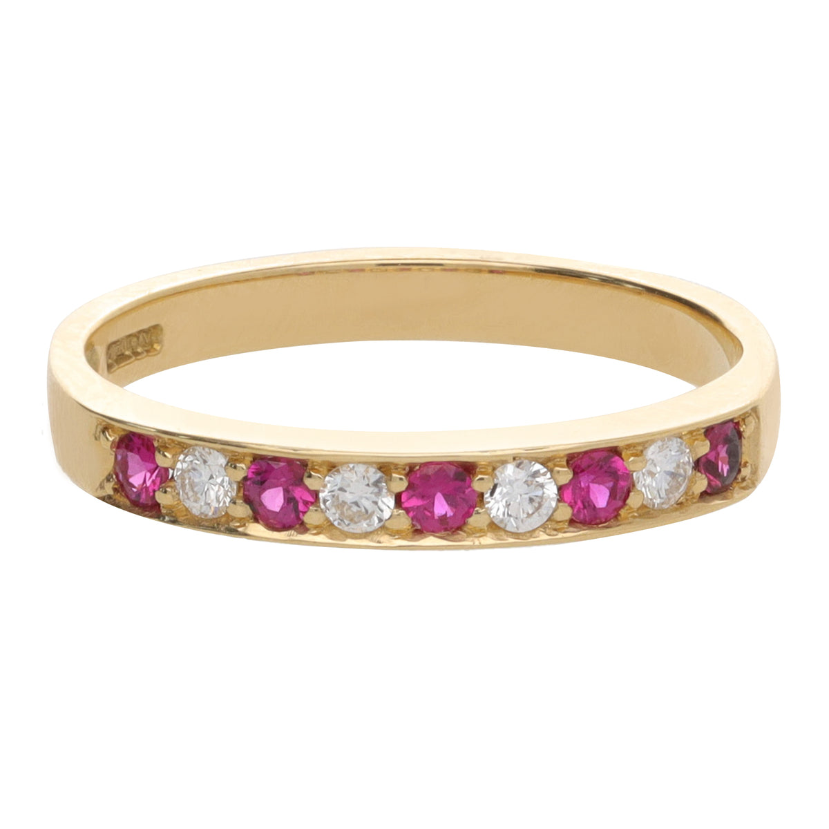 Ruby and Diamond 18ct Yellow Gold Half Eternity Ring - Michael Jones Jeweller
