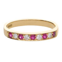Ruby and Diamond 18ct Yellow Gold Half Eternity Ring - Michael Jones Jeweller