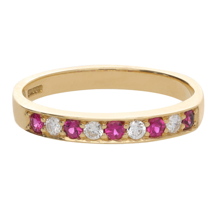 Ruby and Diamond 18ct Yellow Gold Half Eternity Ring - Michael Jones Jeweller