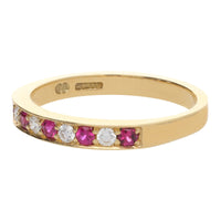 Ruby and Diamond 18ct Yellow Gold Half Eternity Ring - Michael Jones Jeweller