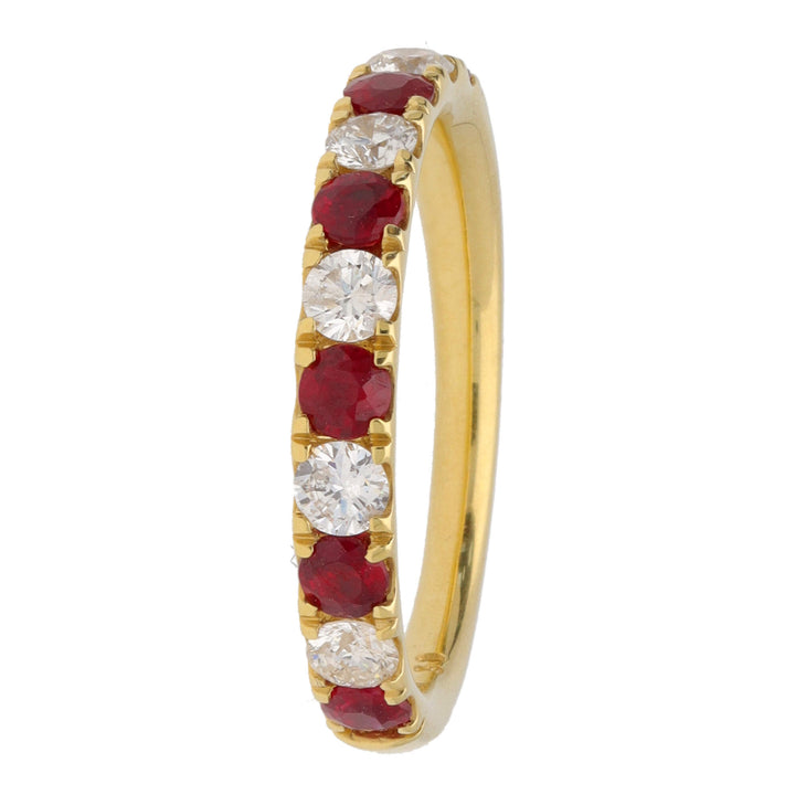 Ruby and Diamond 18ct Yellow Gold Half Eternity Ring - Michael Jones Jeweller