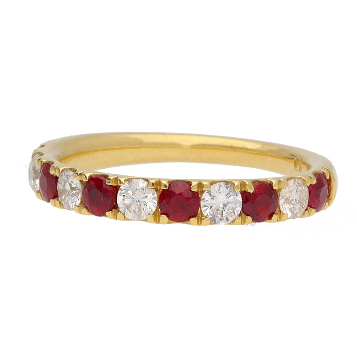 Ruby and Diamond 18ct Yellow Gold Half Eternity Ring - Michael Jones Jeweller