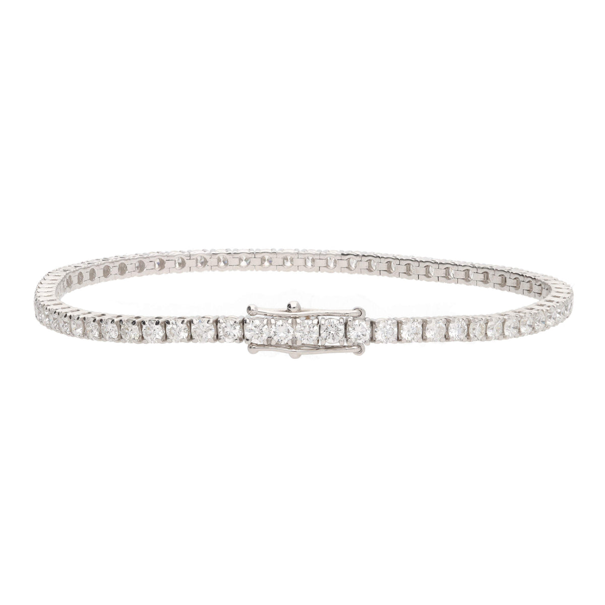 Diamond 4.10ct 18ct White Gold Line Bracelet - Michael Jones Jeweller