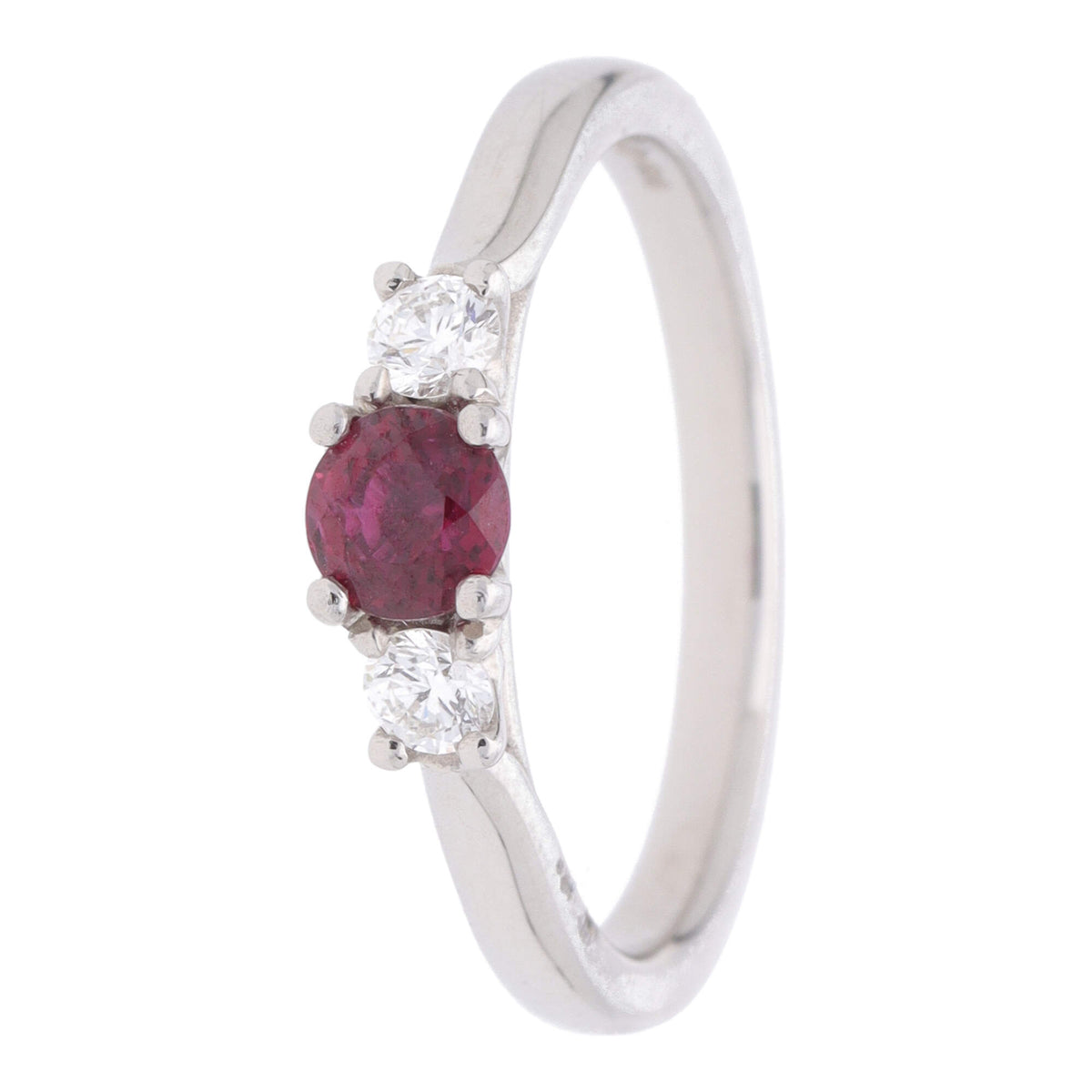 Ruby and Diamond Platinum Triliogy Ring (M.5) - Michael Jones Jeweller
