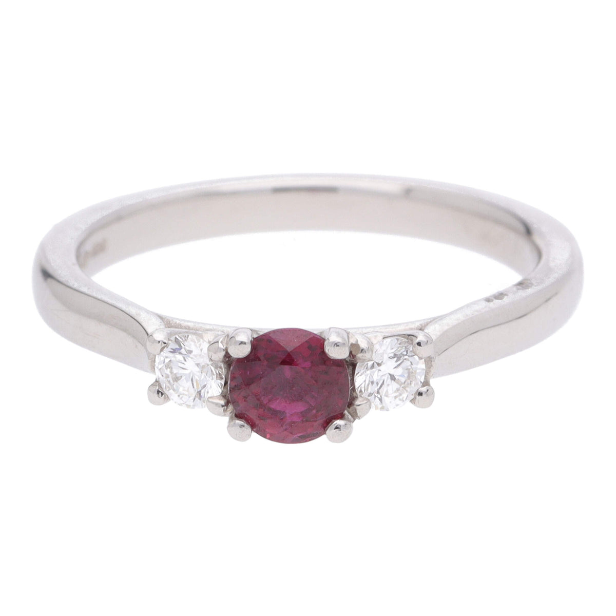 Ruby and Diamond Platinum Triliogy Ring (M.5) - Michael Jones Jeweller