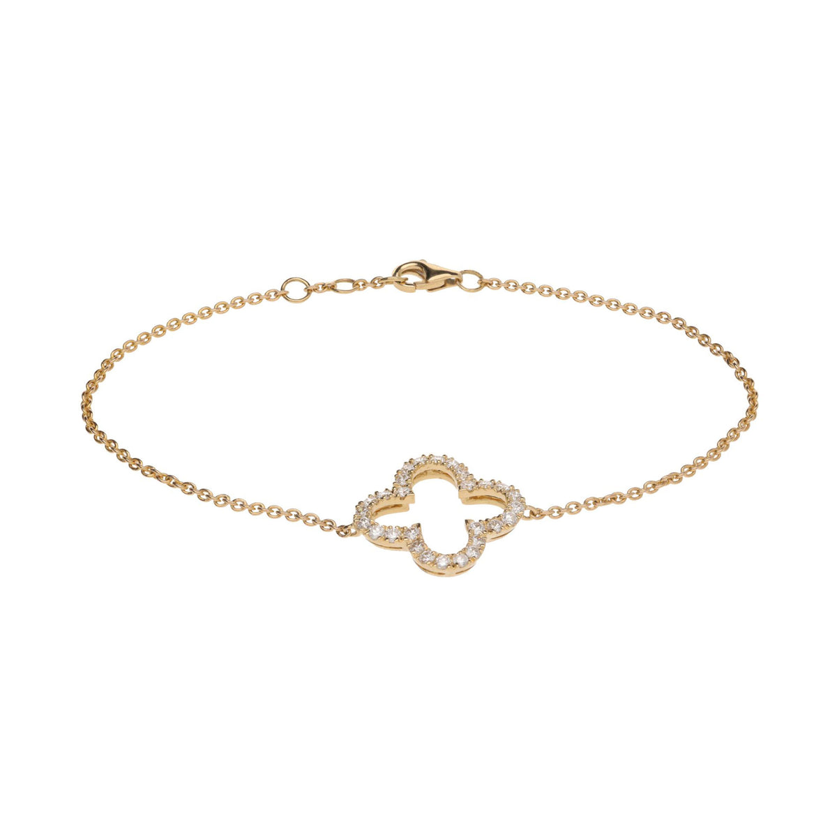 Diamond 0.50ct Open Clover 18ct Yellow Gold Bracelet - Michael Jones Jeweller