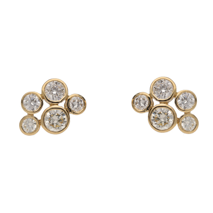 Diamond 0.70ct Five Stone 18ct Yellow Gold Bubble Stud Earrings
