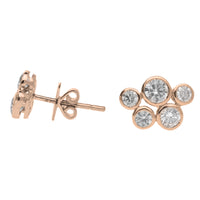 Diamond 0.70ct Five Stone 18ct Yellow Gold Bubble Stud Earrings - Michael Jones Jeweller
