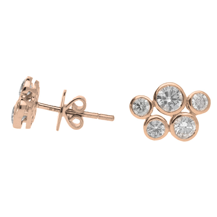 Diamond 0.70ct Five Stone 18ct Yellow Gold Bubble Stud Earrings - Michael Jones Jeweller