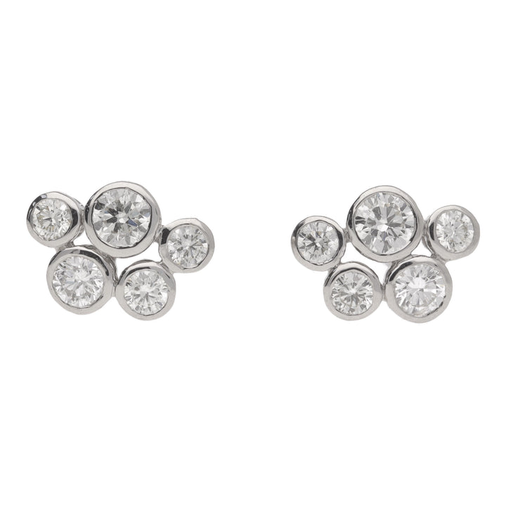 Diamond 0.70ct Five Stone Platinum Bubble Stud Earrings