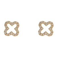 Diamond 0.25ct Open 18ct Yellow Gold Clover Stud Earrings - Michael Jones Jeweller